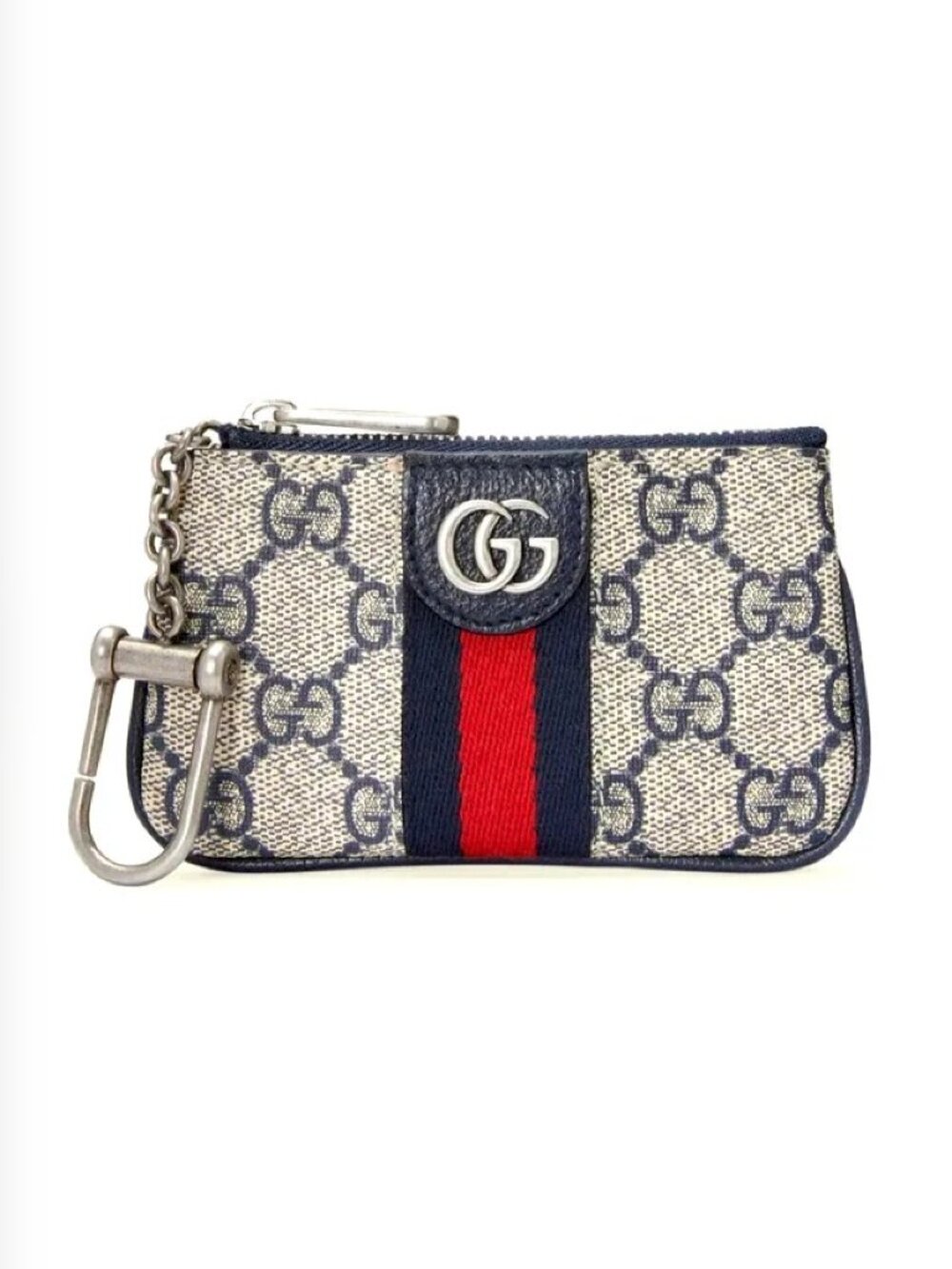 GUCCI OPHIDIA GG KEY CASE BLUE
